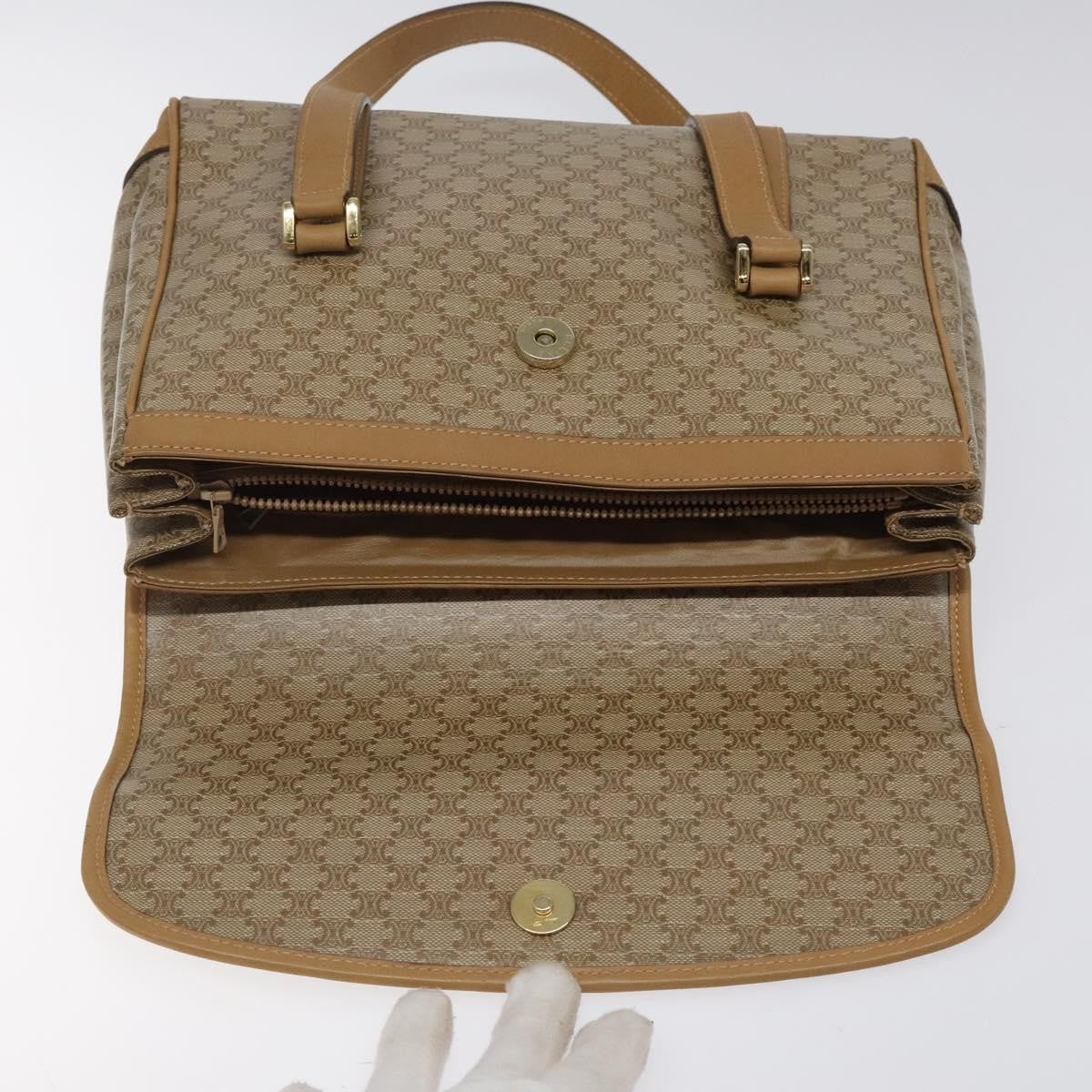 Celine Vintage Macadam Handbag Canvas And Leather Beige Canvas Handbag