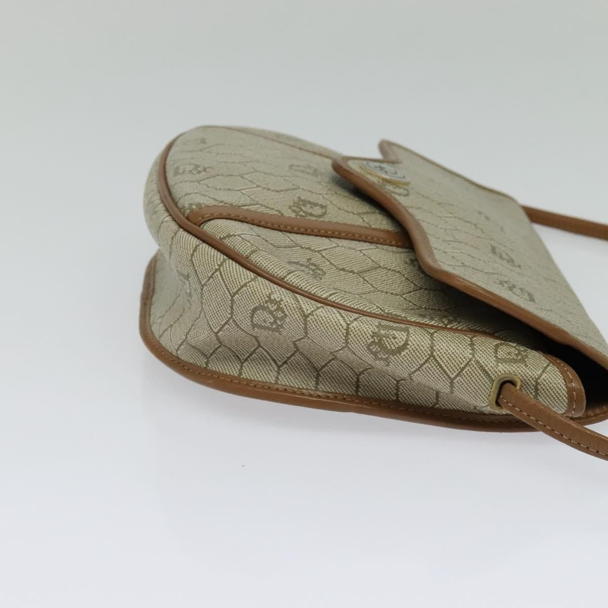 Christian Dior Vintage Honeycomb Shoulder Bag Canvas Beige Canvas Bag (Pre-Owned)