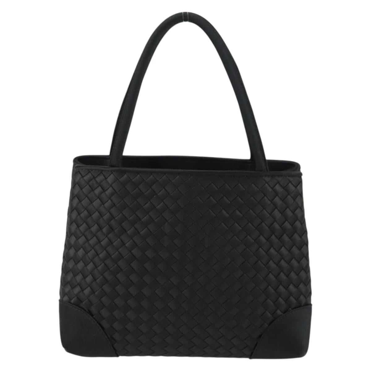 Bottega Veneta Intrecciato Handbag Satin Black Satin Handbag