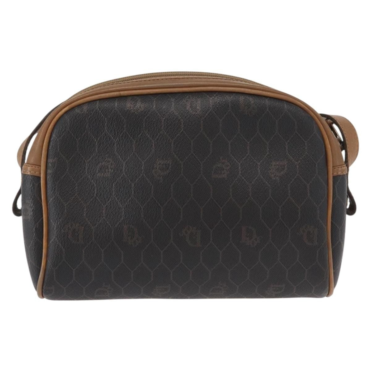 Christian Dior Vintage Honeycomb Shoulder Bag Canvas And Leather Black Canvas Shoulder Bag Bag (Pre-Owned)