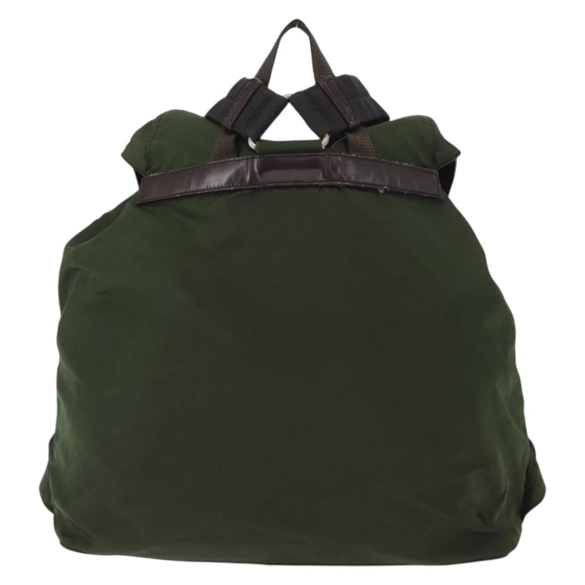 Prada Double Front Pocket Backpack Tessuto Khaki Nylon Backpack Bag