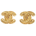 Chanel Cc Clip-On Earrings Quilted Metal Gold Gold_Plated Earrings Jewelry