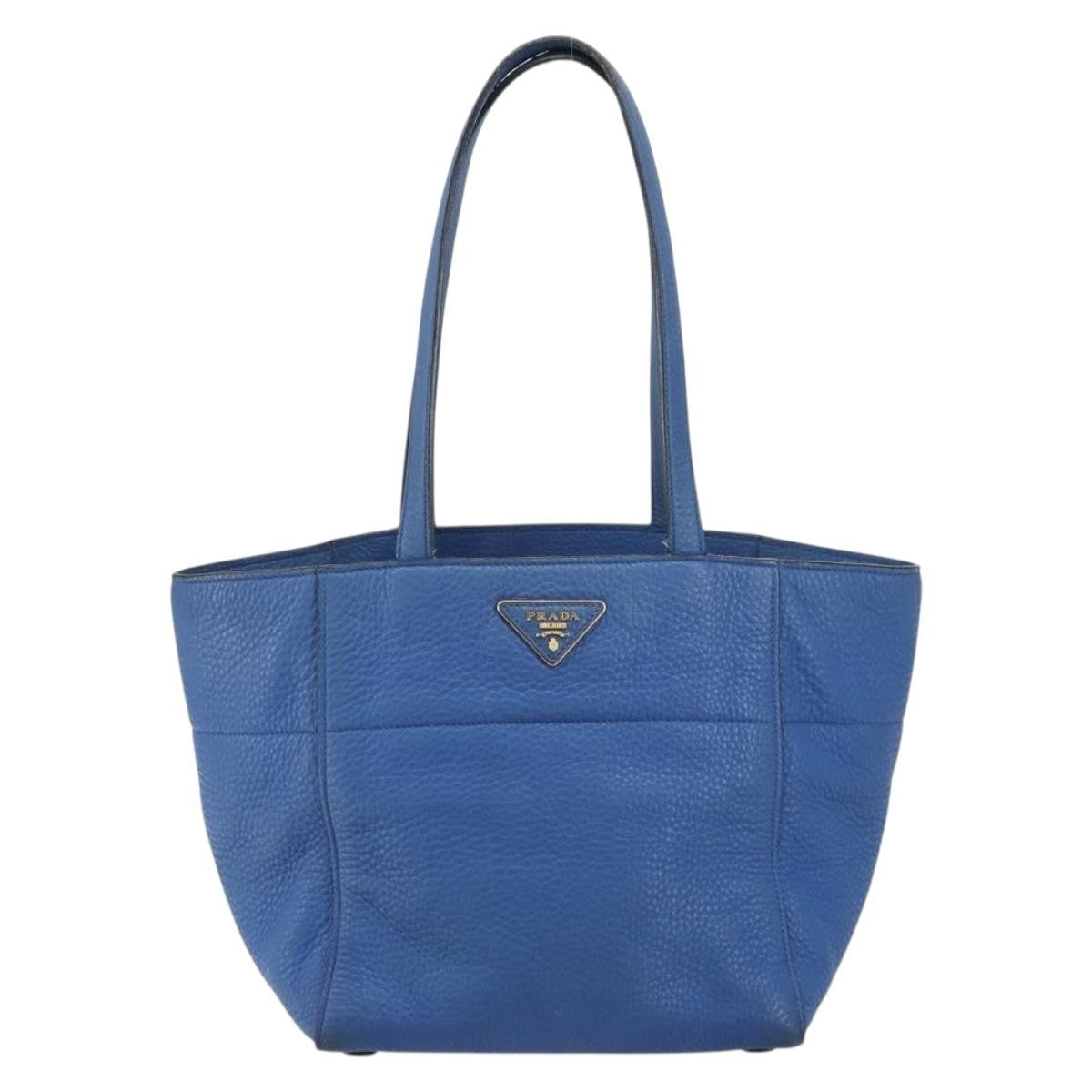 Prada Tote Vitello Daino Vitello Daino Blue Leather Tote Bag Bag