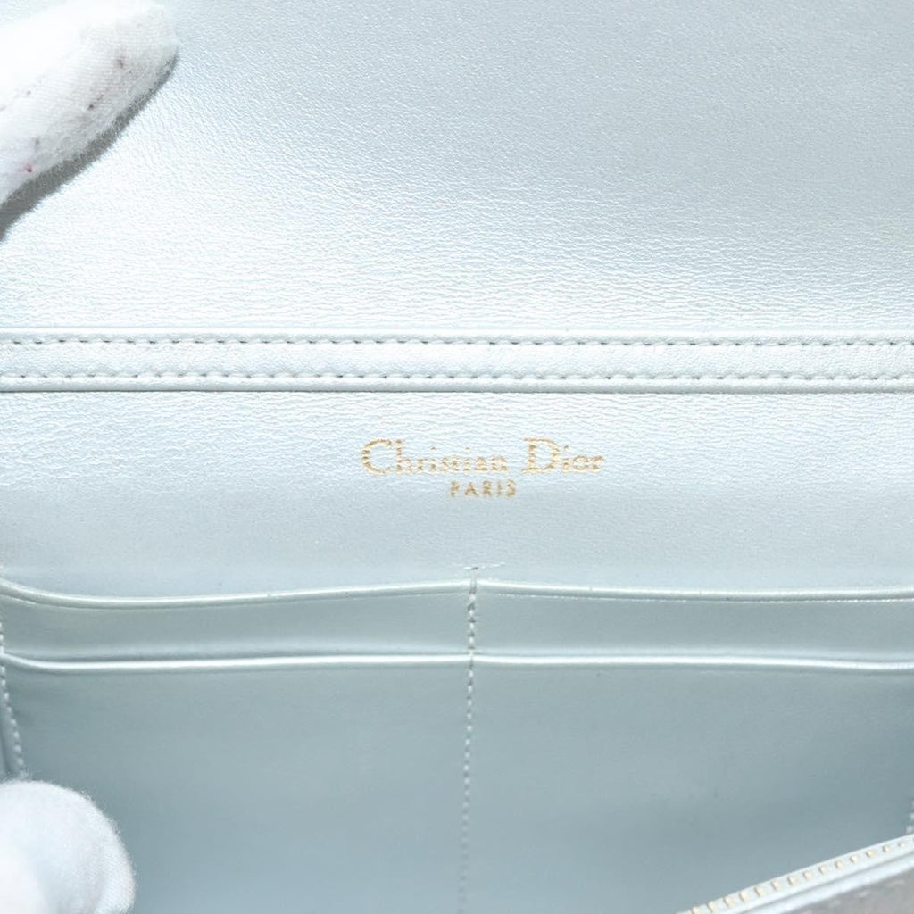 Christian Dior Diorama Wallet On Chain Leather Silver Leather Bag (Pre-Owned)