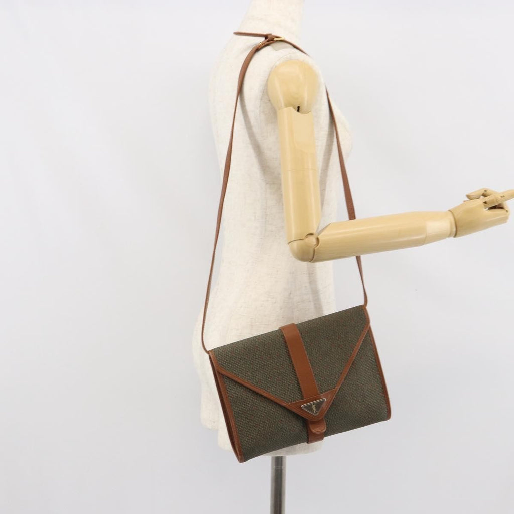 Saint Laurent Vintage Shoulder Bag Canvas Green Pvc Shoulder Bag Bag (Pre-Owned)