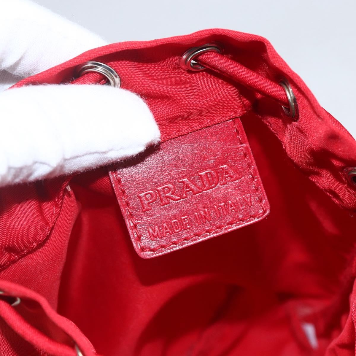 Prada Drawstring Wristlet Bucket Bag Tessuto Red Nylon Clutche & Pouche Bag
