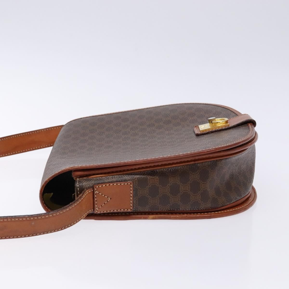 Celine Macadam Shoulder Bag Pvc Leather Brown Canvas Bag