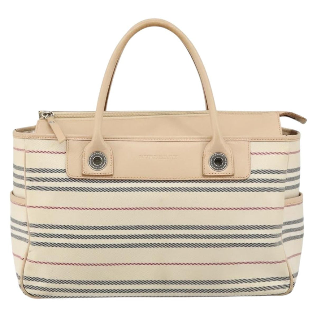 Burberry Nova Check Tote Canvas And Leather Beige Canvas Tote Bag