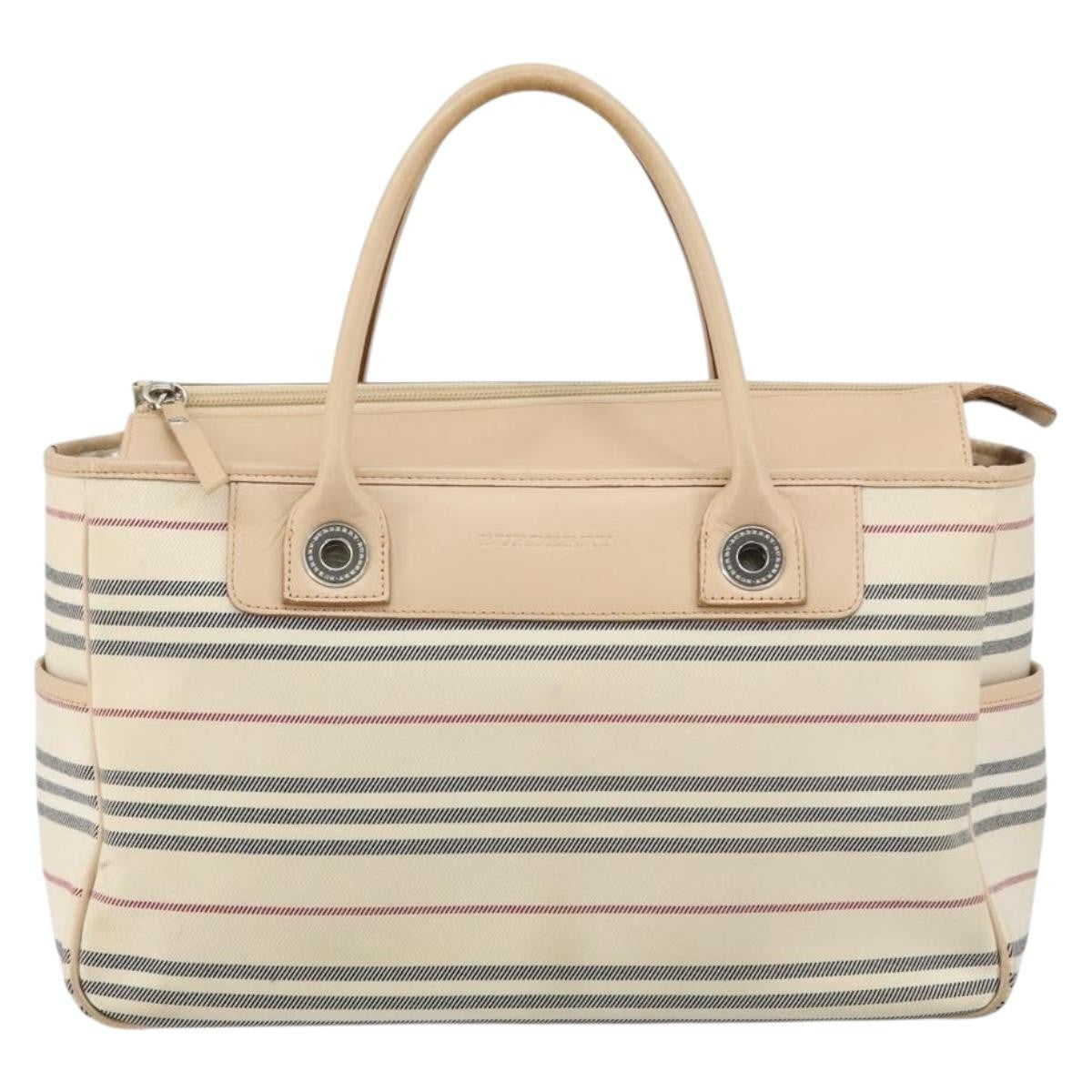 Burberry Nova Check Tote Canvas And Leather Beige Canvas Tote Bag