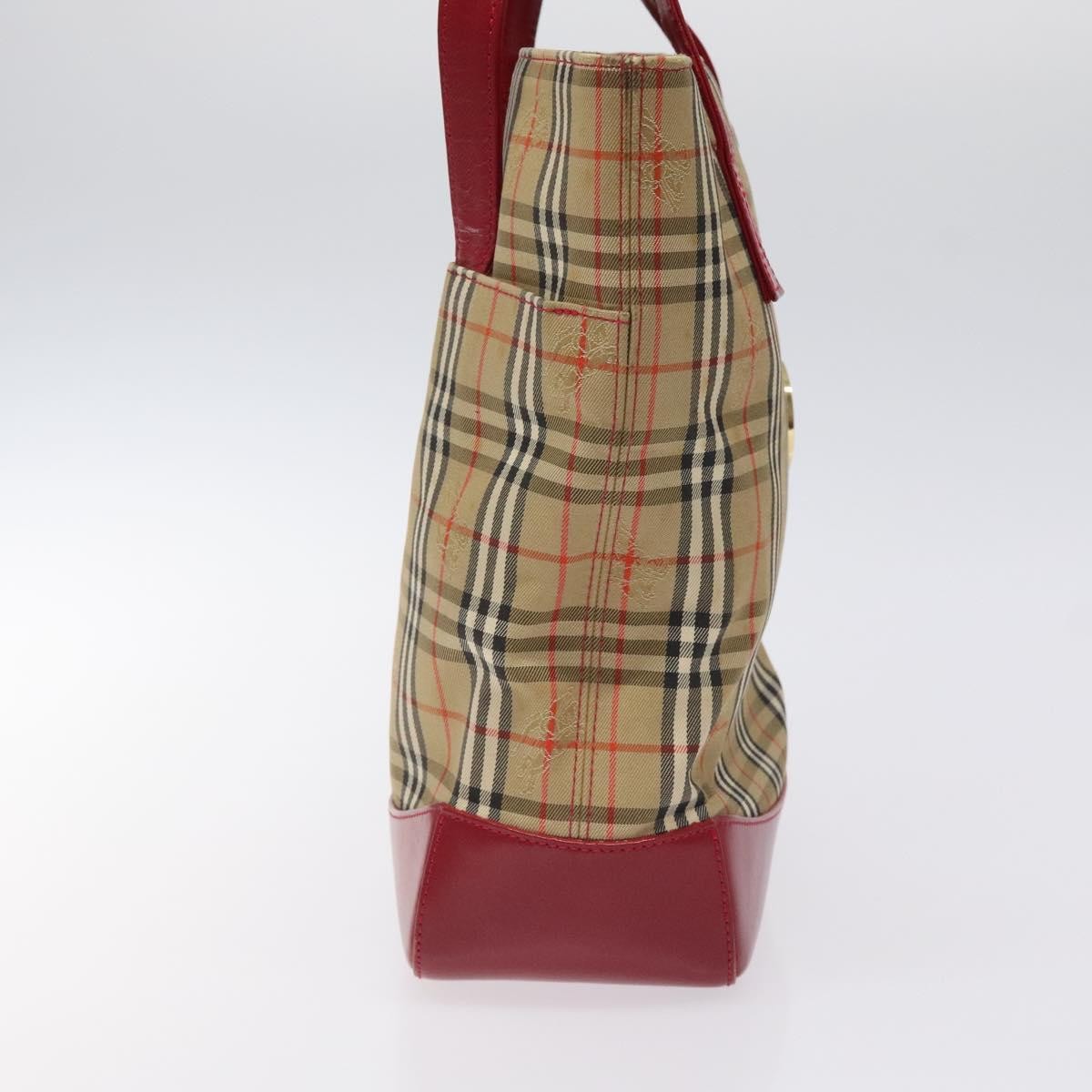 Burberry Nova Check Tote Canvas And Leather Red Canvas Tote Bag