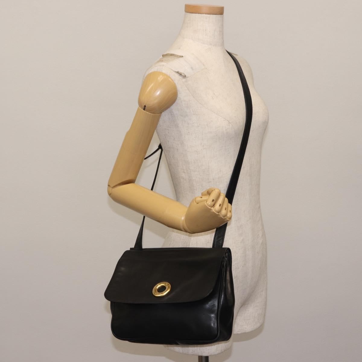 Celine Circle Logo Leather Black Leather Shoulder Bag Bag