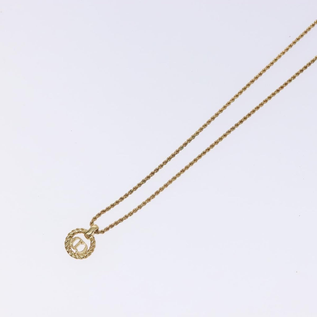 Christian Dior Cd Round Pendant Necklace Metal Gold Metal Jewelry (Pre-Owned)
