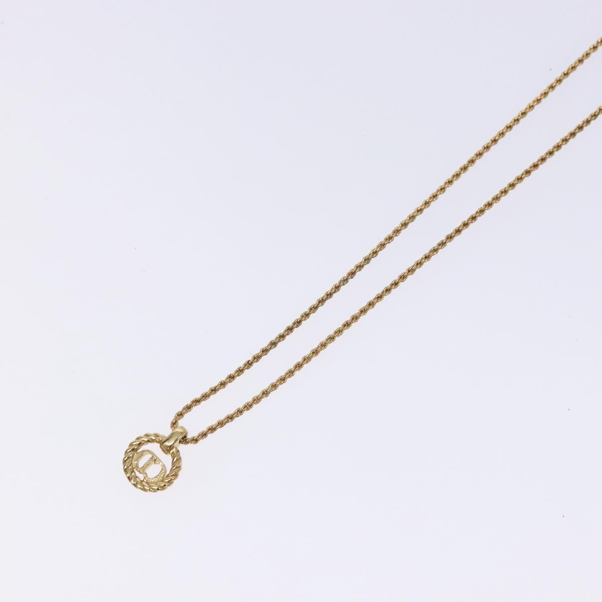 Christian Dior Cd Round Pendant Necklace Metal Gold Metal Jewelry (Pre-Owned)