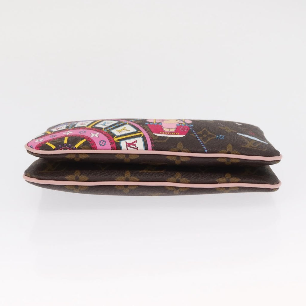 Louis Vuitton Double Zip Pochette Limited Edition Vivienne Xmas Monogram Canvas Brown Canvas Clutche & Pouche Bag