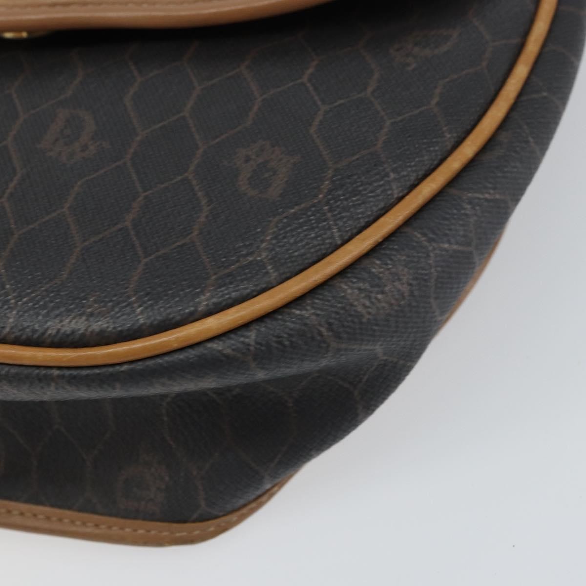 Christian Dior Vintage Honeycomb Flap Crossbody Bag Coated Canvas Black Canvas Shoulder Bag Bag (Pre-Owned)