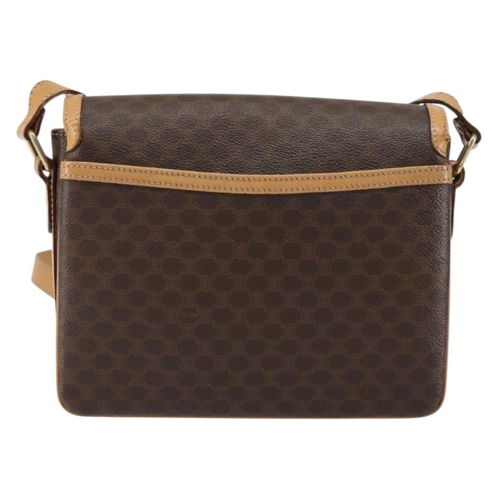 Celine Vintage Macadam Shoulder Bag Canvas And Leather Brown Canvas Shoulder Bag Bag