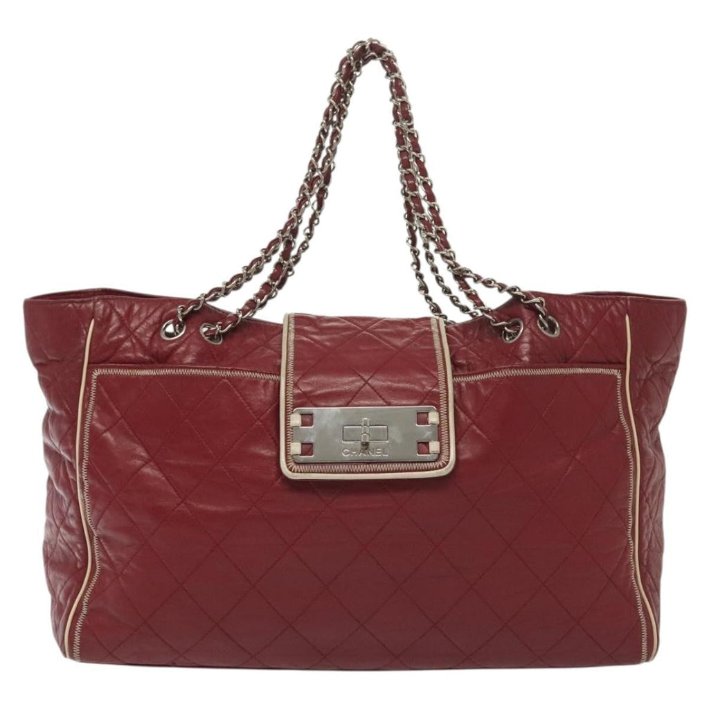 Chanel Vintage Reissue Chain Shopping Tote Leather Red Leather Bag