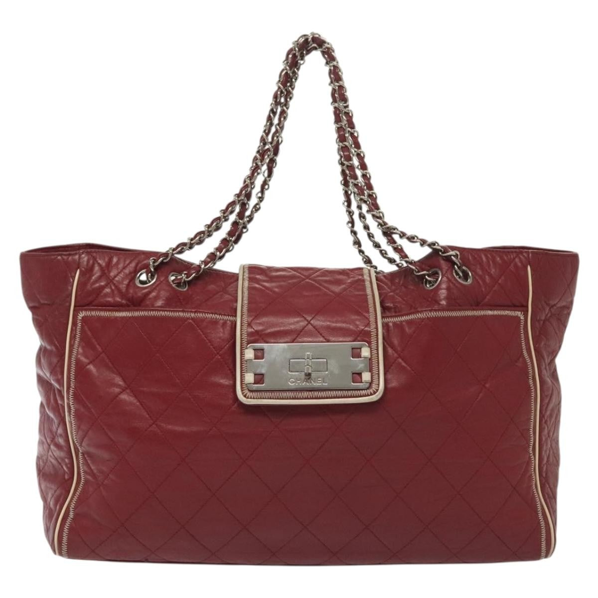 Chanel Vintage Reissue Chain Shopping Tote Leather Red Leather Bag