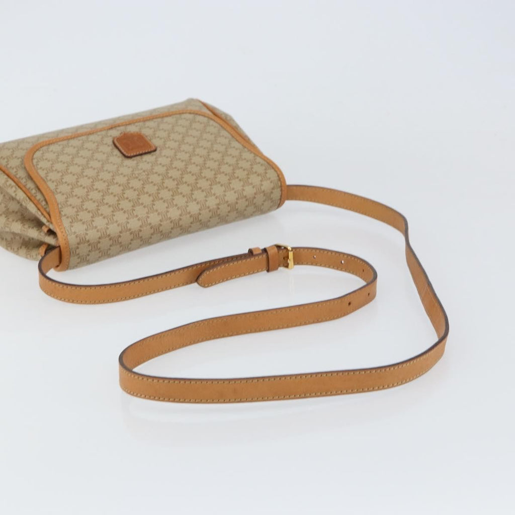 Celine Vintage Macadam Shoulder Bag Canvas And Leather Beige Canvas Shoulder Bag Bag