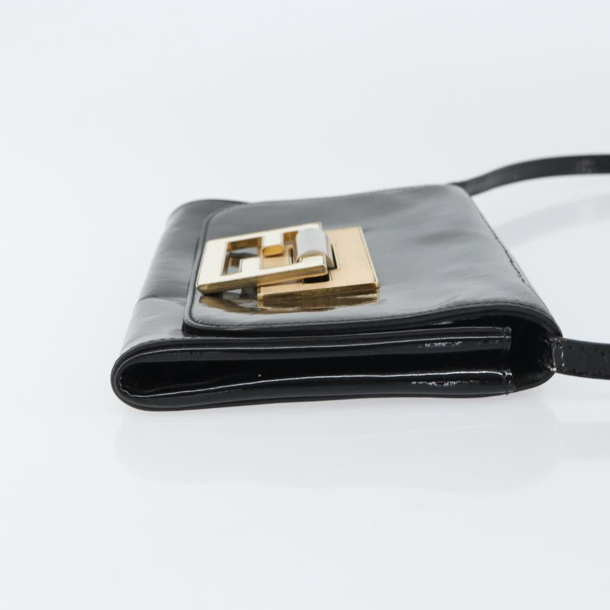 Fendi Vintage Shoulder Bag Enamel Black Patent_Leather Shoulder Bag Bag