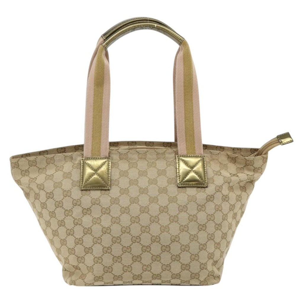 Gucci Web Zip Tote Gg Canvas Beige Canvas Tote Bag Bag (Pre-Owned)