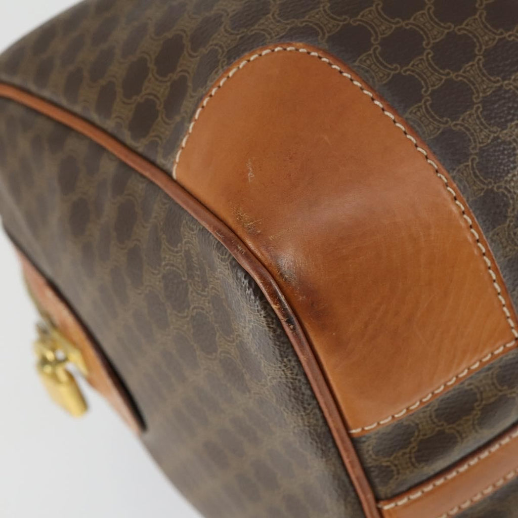 Celine Vintage Duffle Bag Canvas And Leather Brown Canvas Travel Bag Bag