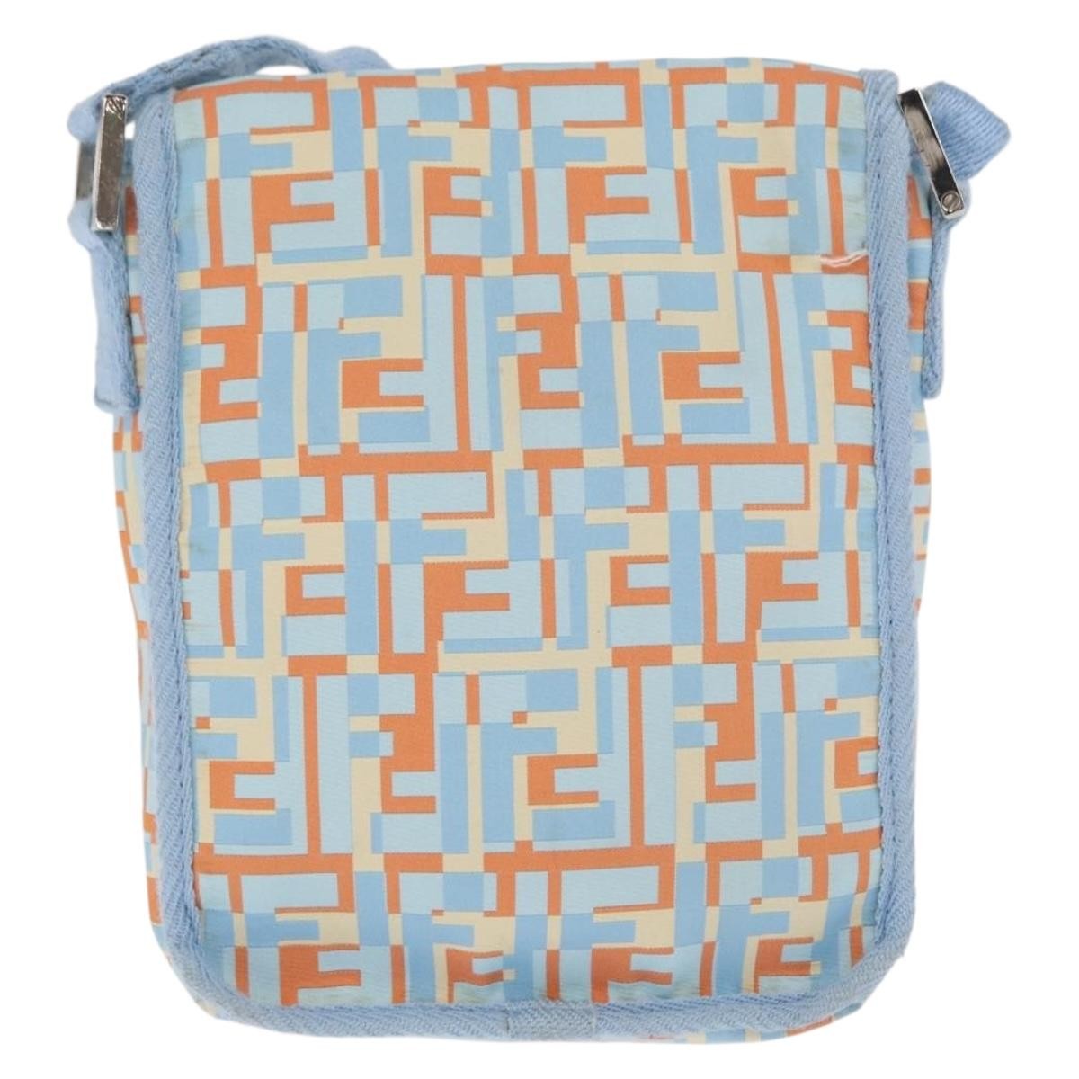 Fendi Logo Zucca Shoulder Bag Zucca Blue Canvas Shoulder Bag Bag