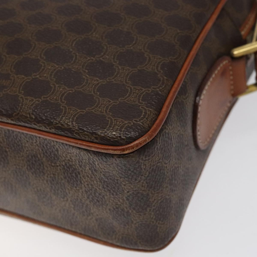 Celine Vintage Macadam Shoulder Bag Canvas And Leather Brown Canvas Shoulder Bag Bag