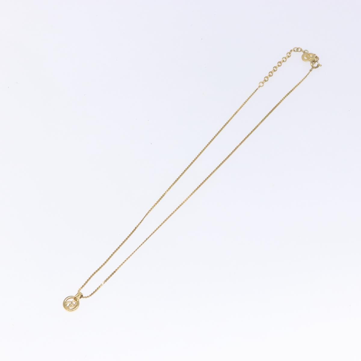 Christian Dior Cd Round Pendant Necklace Metal Gold Metal Jewelry (Pre-Owned)