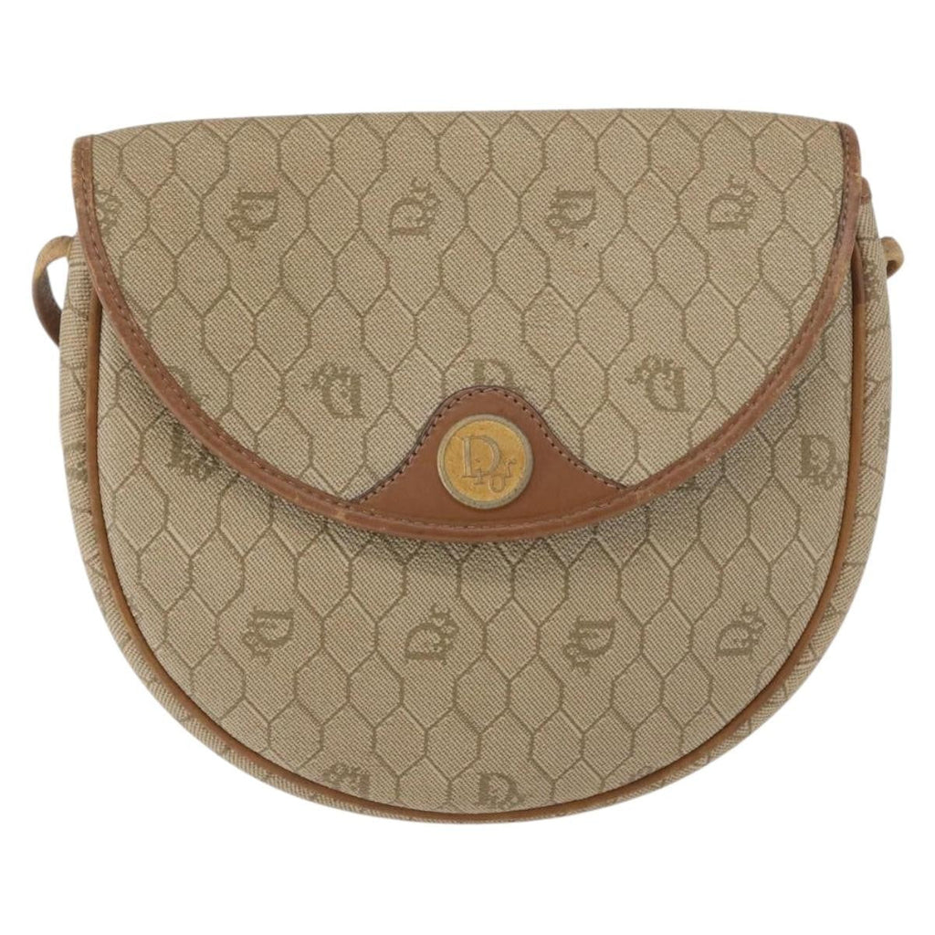 Christian Dior Vintage Honeycomb Flap Crossbody Bag Canvas And Leather Beige Canvas Shoulder Bag Bag (Pre-Owned)