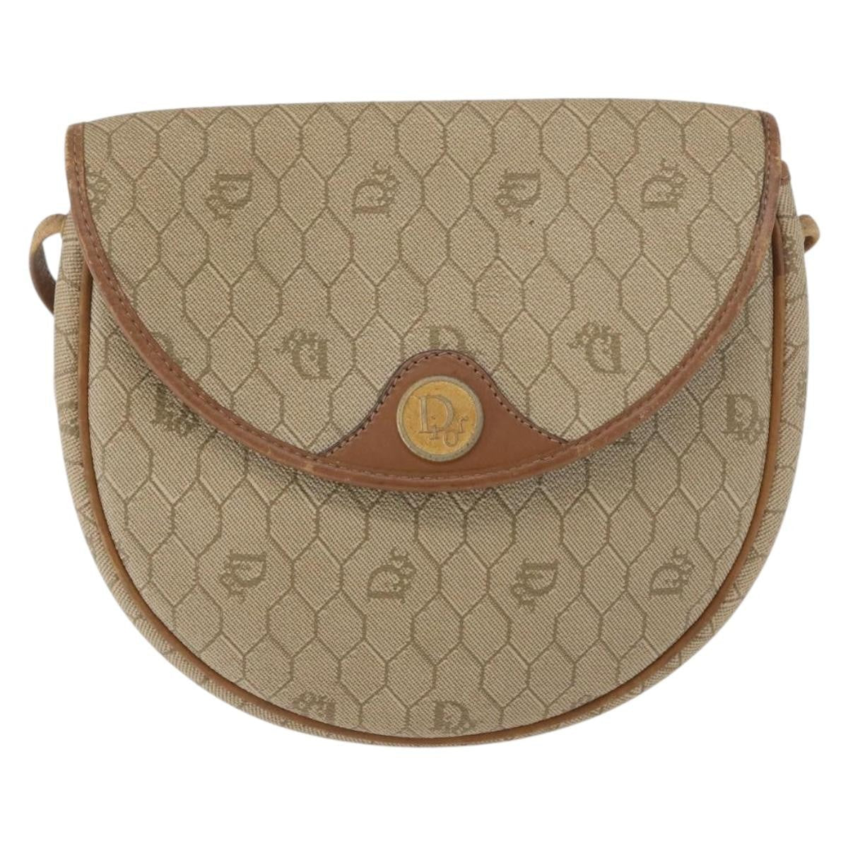 Christian Dior Vintage Honeycomb Flap Crossbody Bag Canvas And Leather Beige Canvas Shoulder Bag Bag (Pre-Owned)