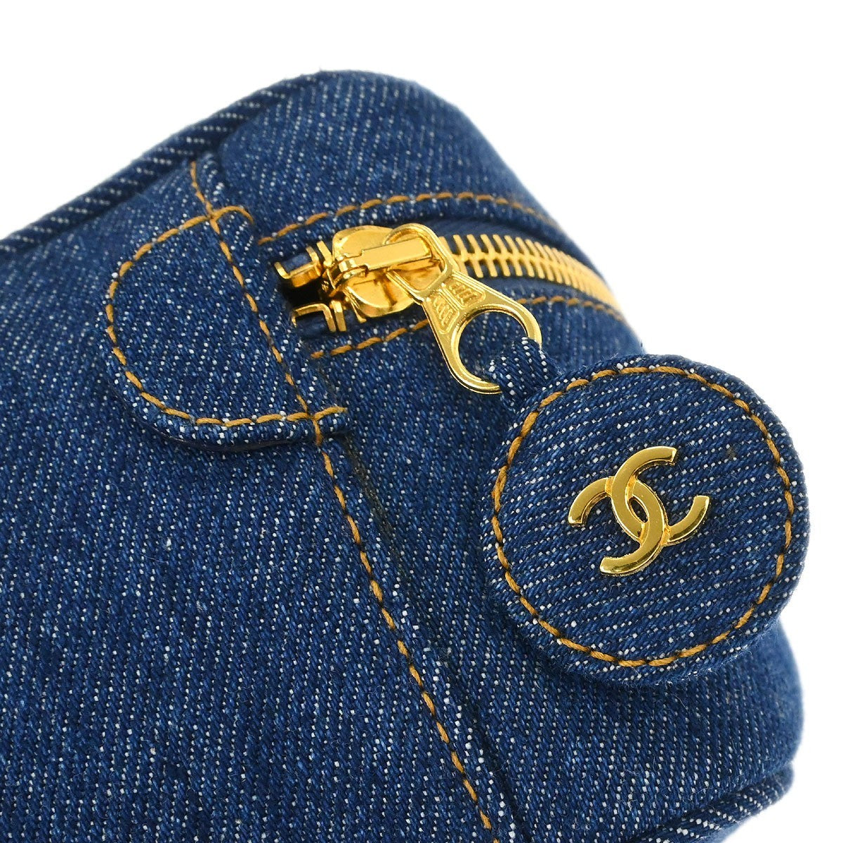 Chanel Vintage Timeless Cosmetic Case Denim Blue Denim_Jeans Handbag
