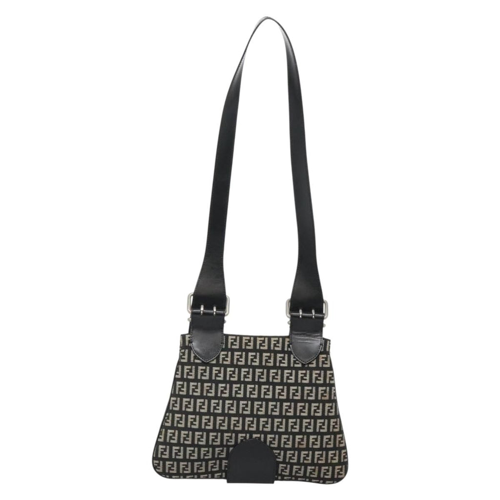 Fendi Buckle Flap Shoulder Bag Zucchino Canvas Black Canvas Shoulder Bag Bag