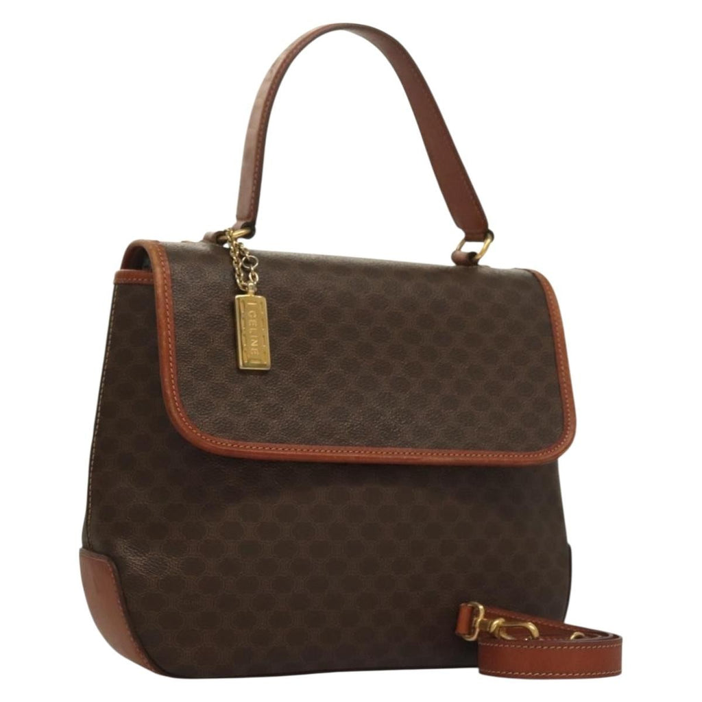 Celine Triomphe Vintage Handbag Macadam Canvas Brown Canvas Bag