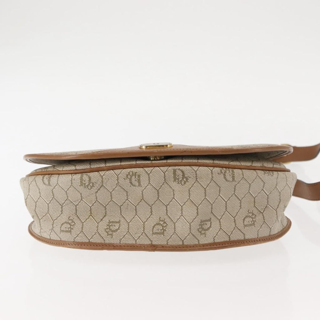 Christian Dior Vintage Honeycomb Flap Crossbody Bag Coated Canvas Beige Canvas Bag (Pre-Owned)