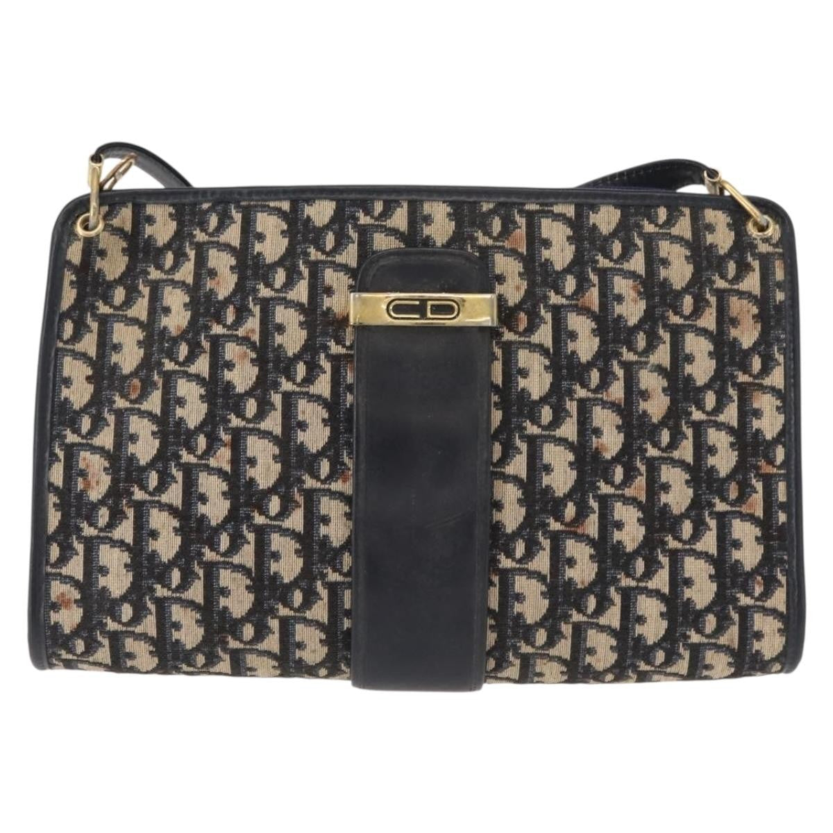 Christian Dior Vintage Cd Trotter Shoulder Bag Canvas Navy Canvas Shoulder Bag Bag (Pre-Owned)