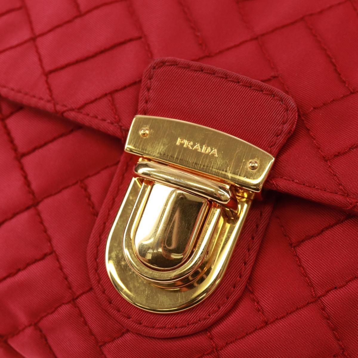 Prada Pushlock Chain Flap Bag Quilted Tessuto Red Nylon Shoulder Bag Bag