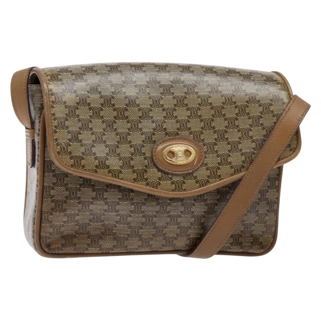 Celine Macadam Shoulder Bag Pvc Leather Beige Pvc Bag