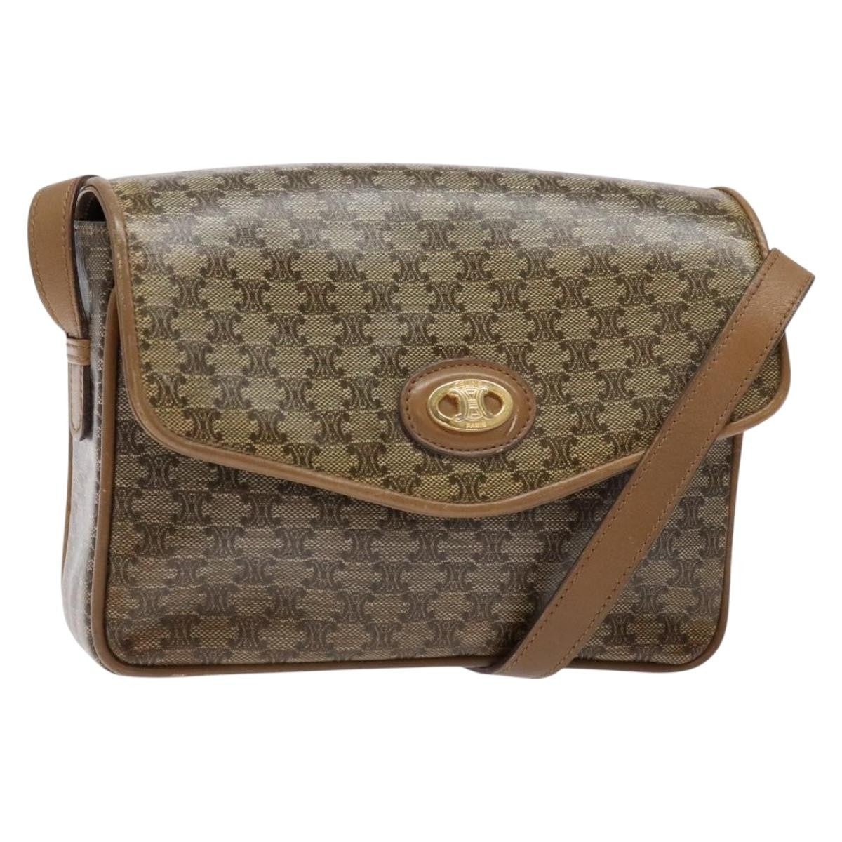 Celine Macadam Shoulder Bag Pvc Leather Beige Pvc Bag