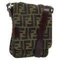 Fendi Flat Messenger Bag Zucca Canvas Brown Canvas Shoulder Bag Bag