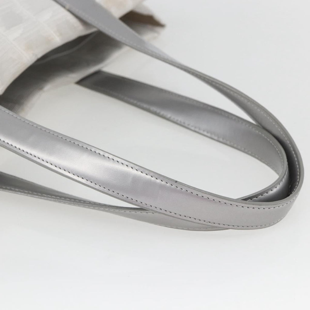 Chanel Travel Line Tote Nylon Silver Nylon Tote Bag Bag
