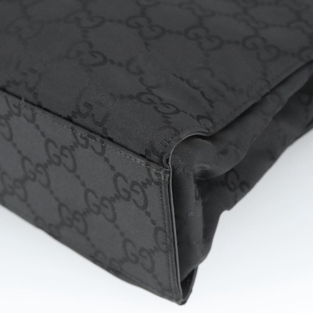 Gucci Vintage Bamboo Handle Tote Gg Nylon Black Nylon Tote Bag Bag (Pre-Owned)