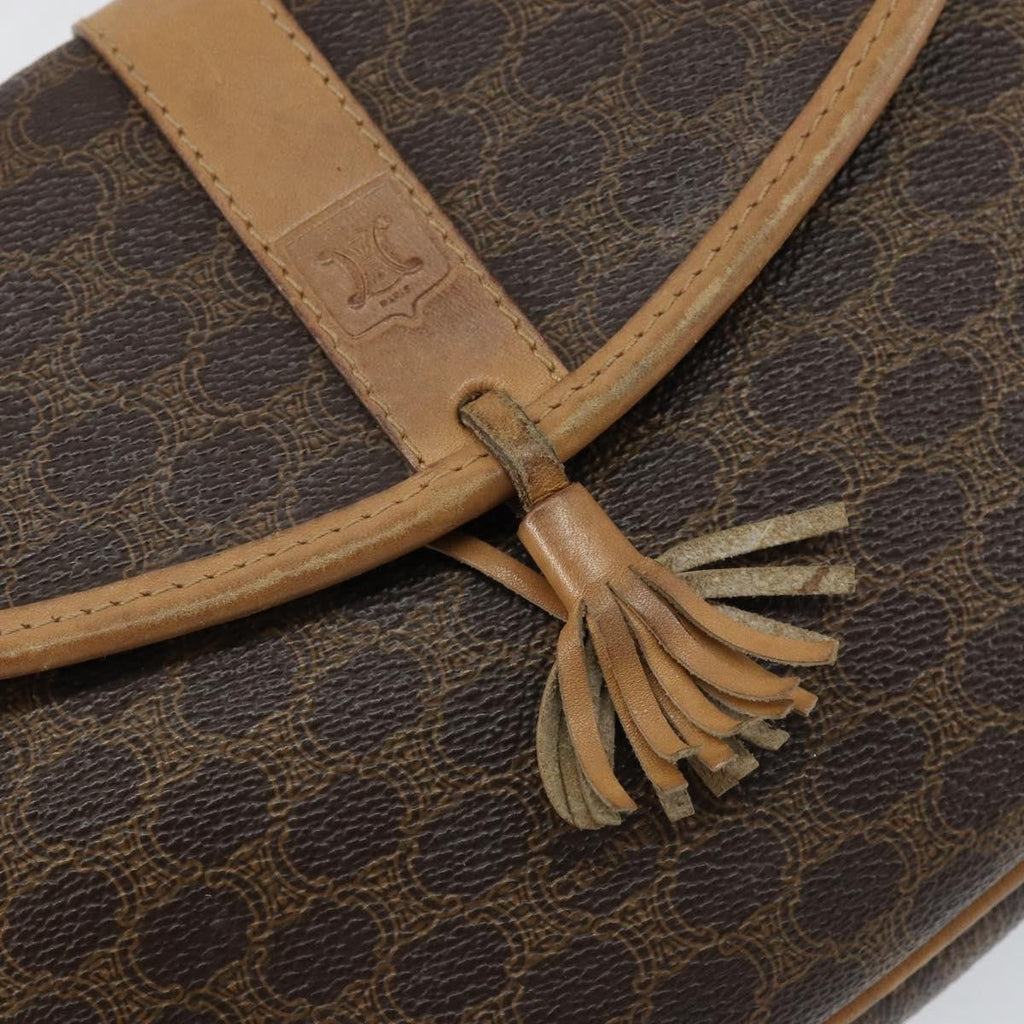 Celine Vintage Macadam Shoulder Bag Canvas And Leather Brown Canvas Shoulder Bag Bag