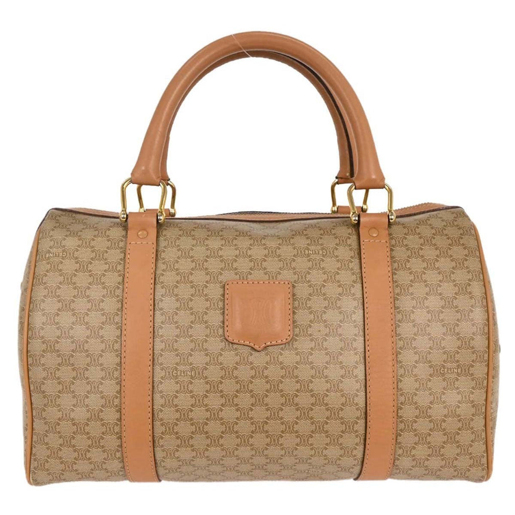 Celine Vintage Duffle Bag Canvas And Leather Beige Pvc Travel Bag Bag