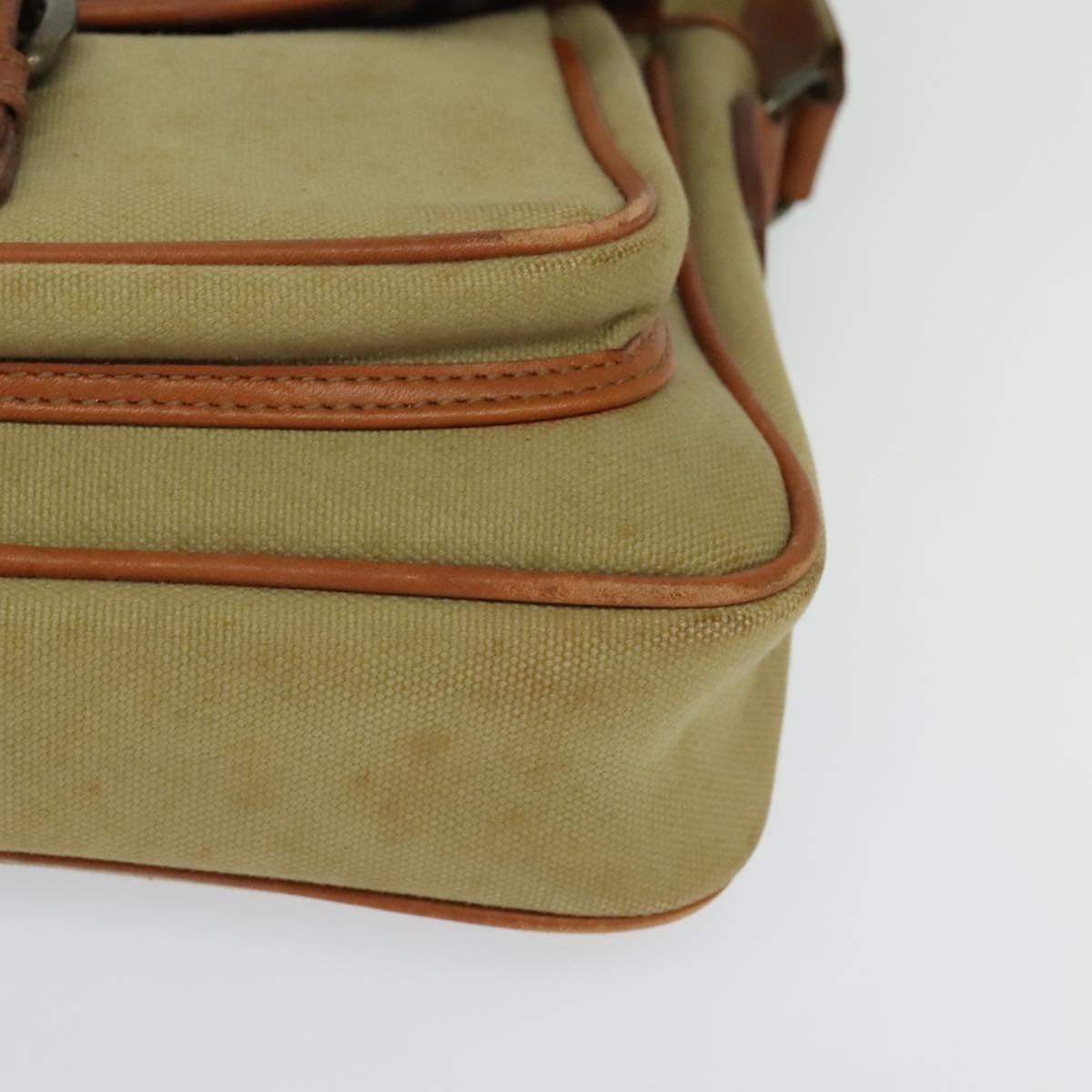 Burberry Front Pocket Messenger Bag Canvas Beige Canvas Shoulder Bag