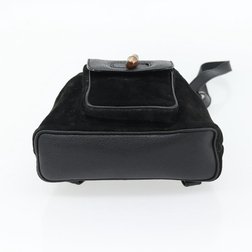 Gucci Vintage Bamboo Backpack Suede Black Suede Backpack Bag (Pre-Owned)