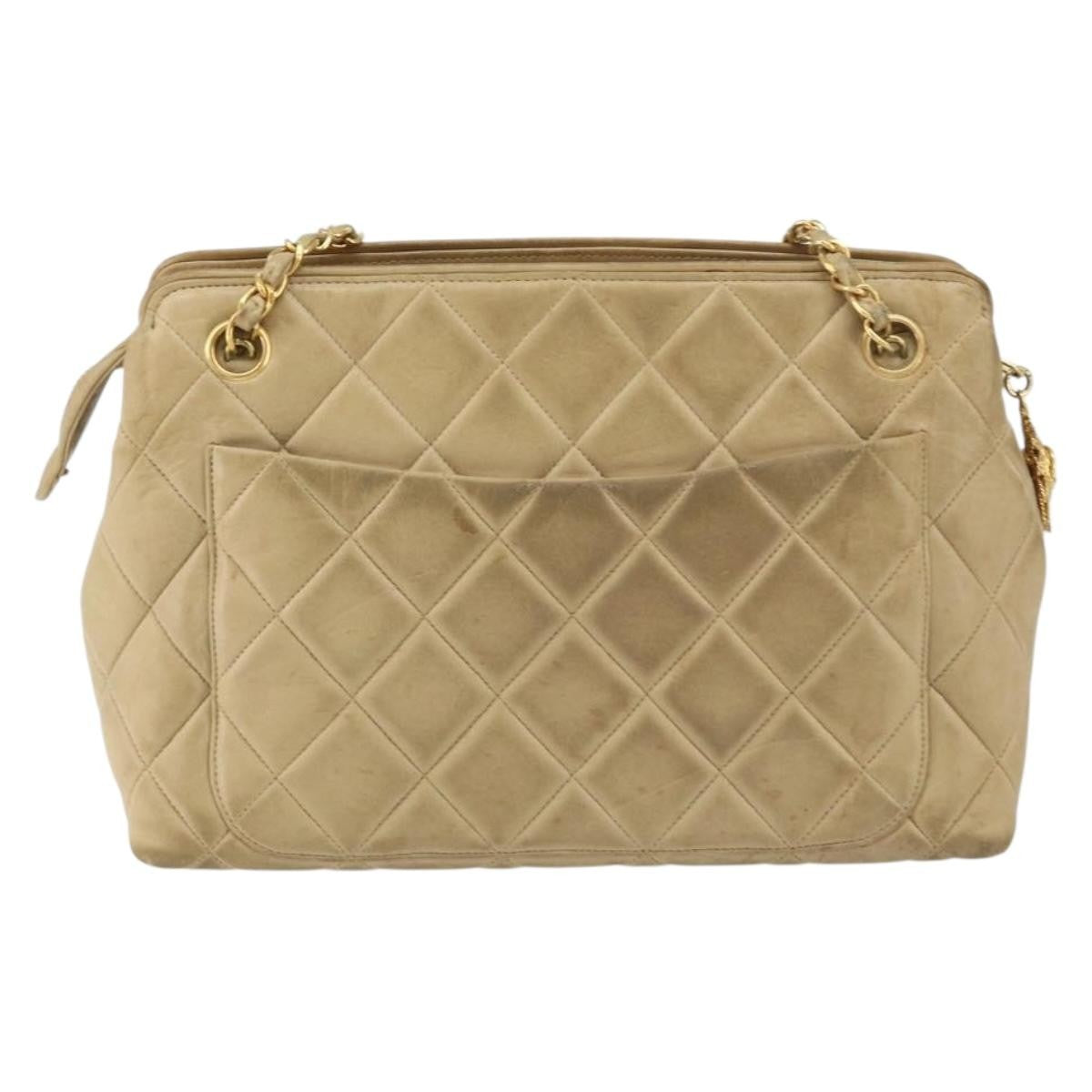 Chanel Vintage Camera Bag Quilted Leather Beige Leather Shoulder Bag Bag