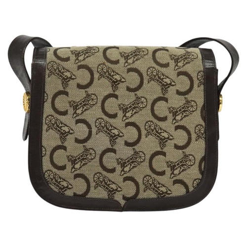 Celine C Sulky Shoulder Bag Canvas And Leather Beige Canvas Shoulder Bag Bag