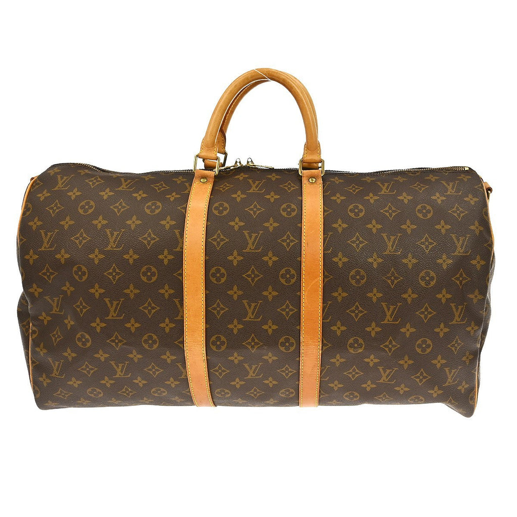 Louis Vuitton Keepall Bandouliere Bag Monogram Canvas Brown Canvas Travel Bag