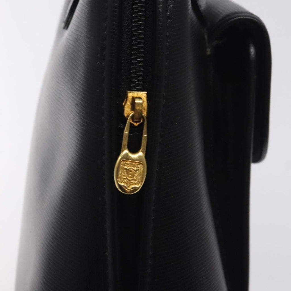 Celine Circle Logo Handbag Leather Black Leather Bag